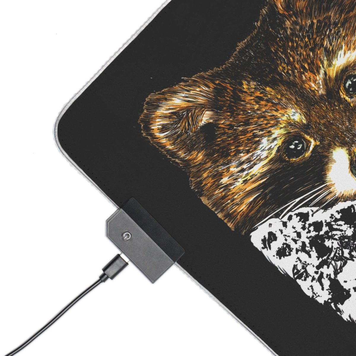 LED Gaming Mouse Pad with Illuminated Raccoon Design - Perfect for Gamers - Curran Artworks