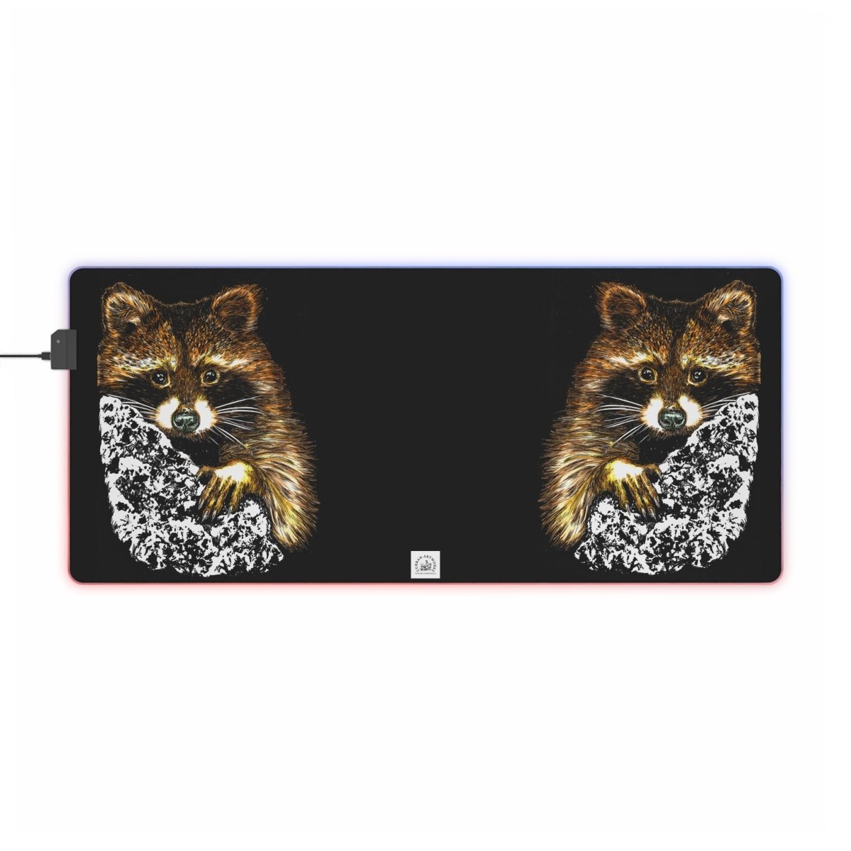LED Gaming Mouse Pad with Illuminated Raccoon Design - Perfect for Gamers - Curran Artworks