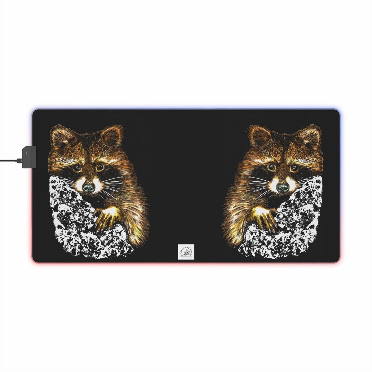 LED Gaming Mouse Pad with Illuminated Raccoon Design - Perfect for Gamers - Curran Artworks