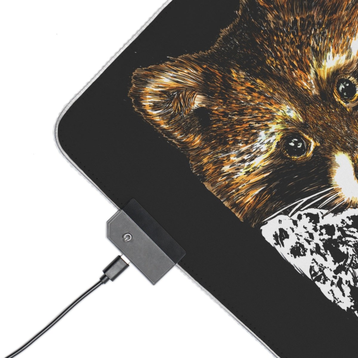 LED Gaming Mouse Pad with Illuminated Raccoon Design - Perfect for Gamers - Curran Artworks
