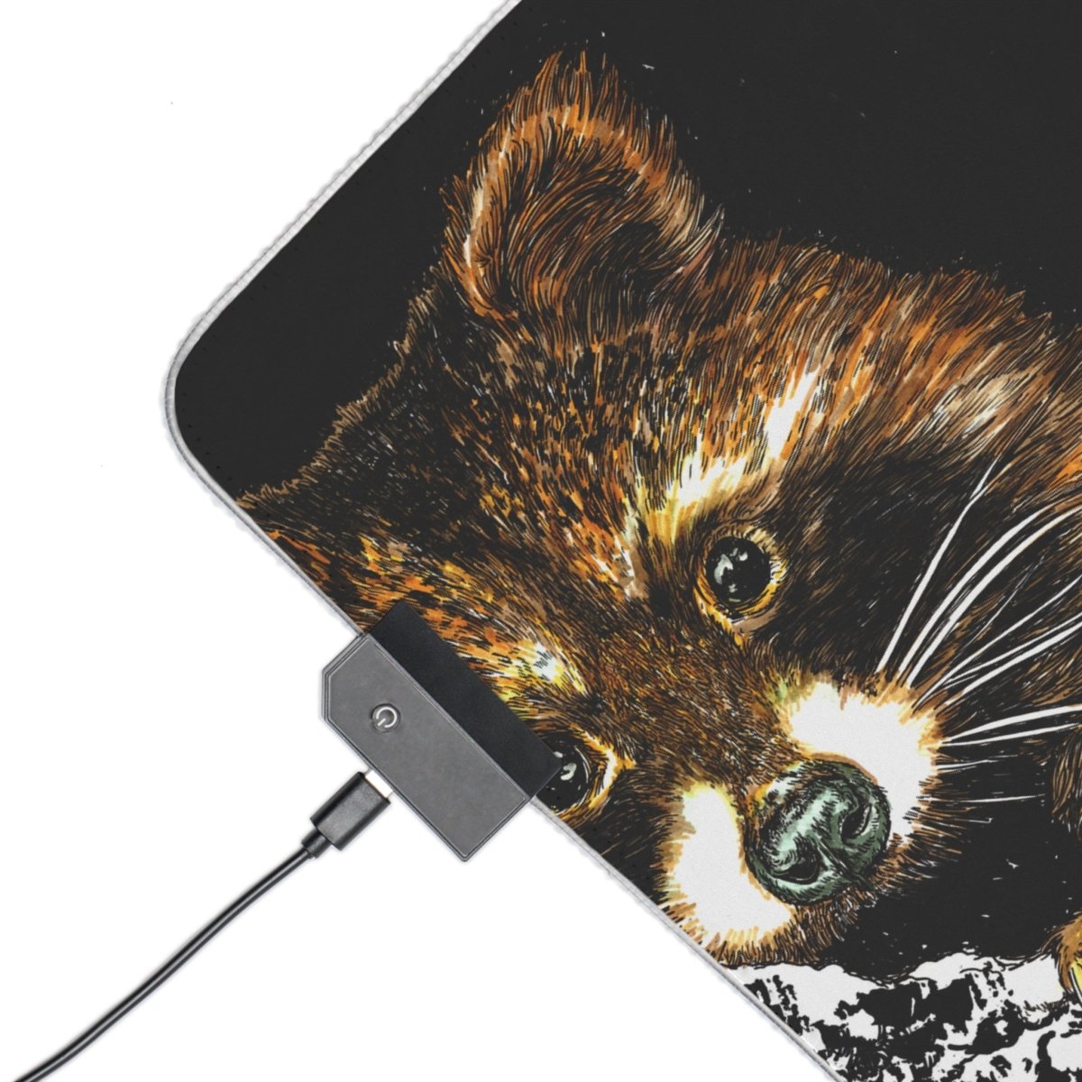LED Gaming Mouse Pad with Illuminated Raccoon Design - Perfect for Gamers - Curran Artworks