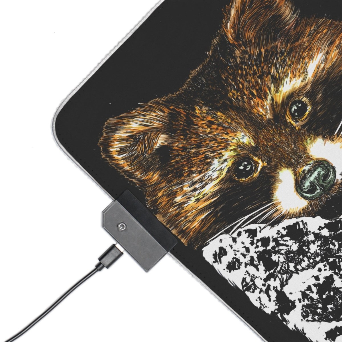 LED Gaming Mouse Pad with Illuminated Raccoon Design - Perfect for Gamers - Curran Artworks