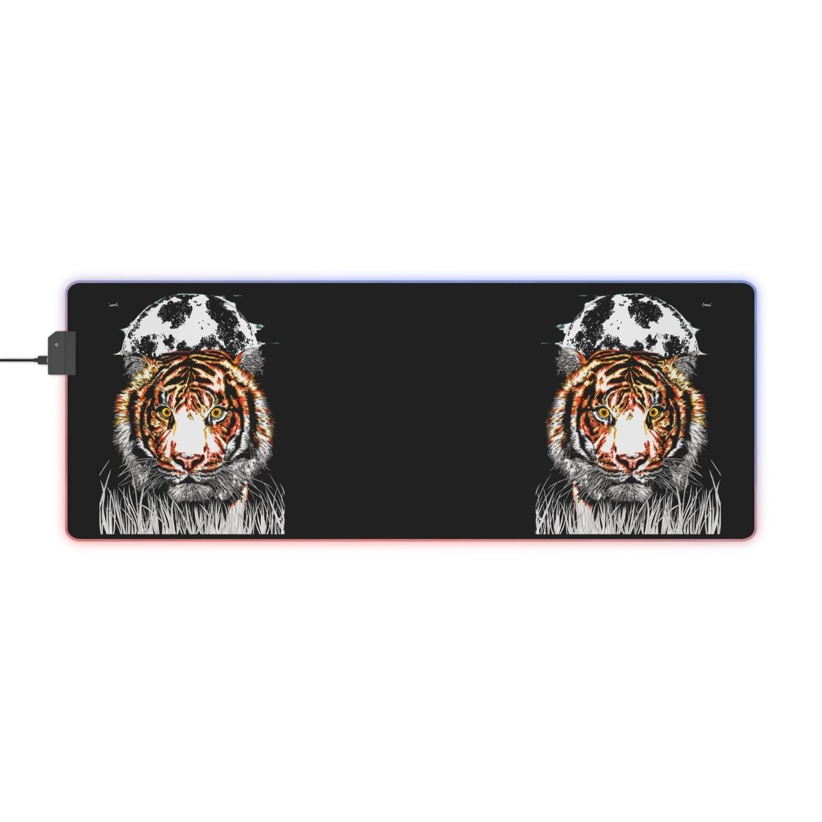 LED Illuminous Tiger Gaming Mouse Pad - Colorful Light - Up RGB Desktop Mat - Curran Artworks