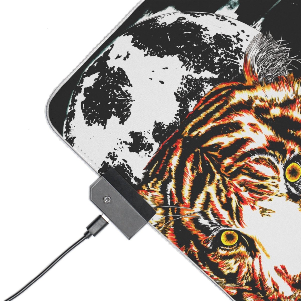 LED Illuminous Tiger Gaming Mouse Pad - Colorful Light - Up RGB Desktop Mat - Curran Artworks