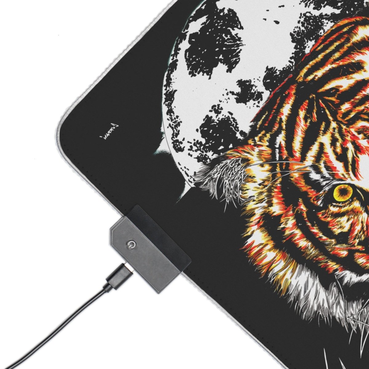 LED Illuminous Tiger Gaming Mouse Pad - Colorful Light - Up RGB Desktop Mat - Curran Artworks