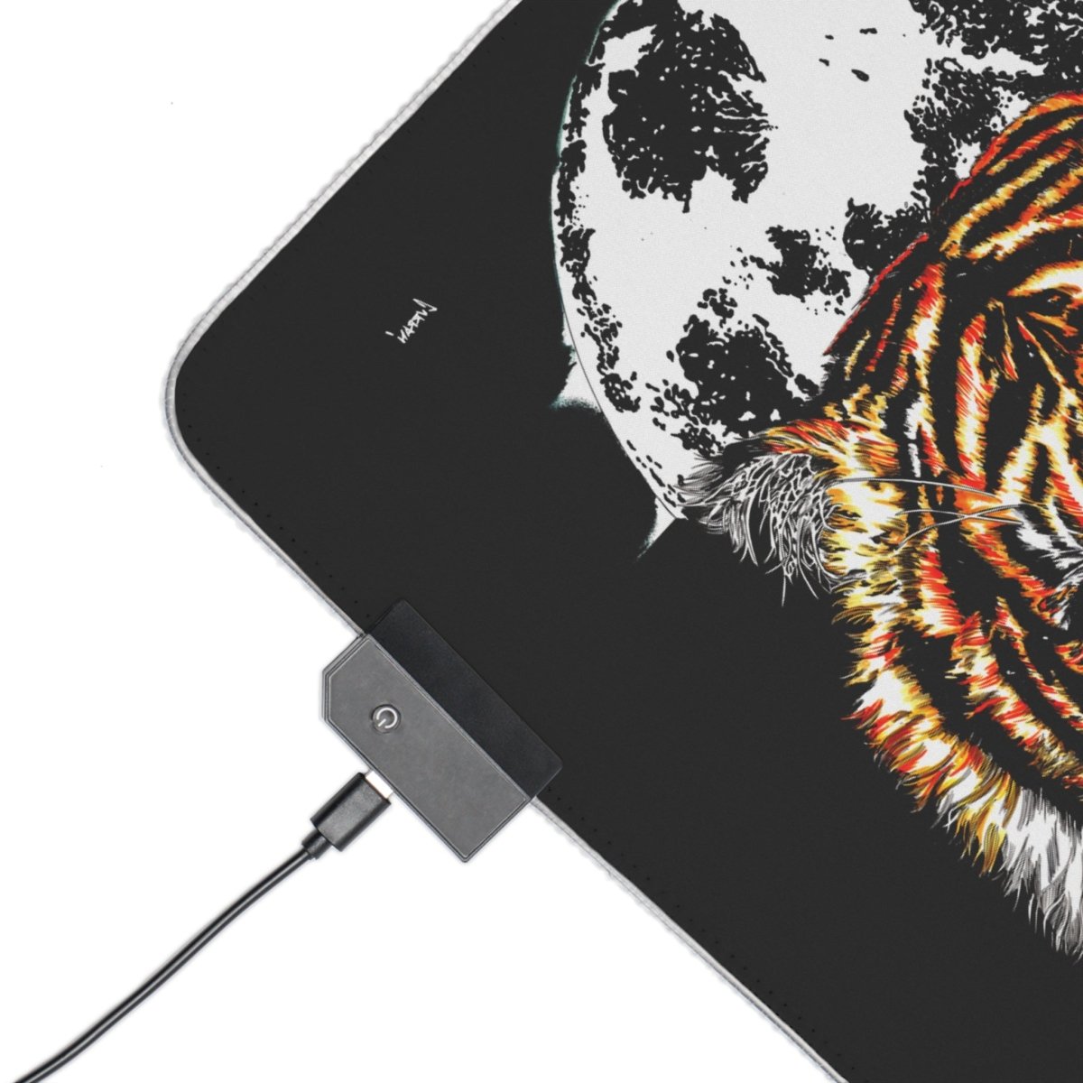 LED Illuminous Tiger Gaming Mouse Pad - Colorful Light - Up RGB Desktop Mat - Curran Artworks
