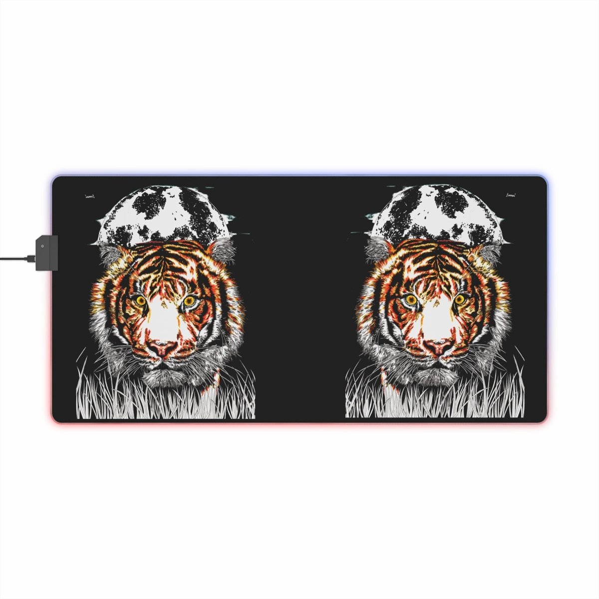 LED Illuminous Tiger Gaming Mouse Pad - Colorful Light - Up RGB Desktop Mat - Curran Artworks