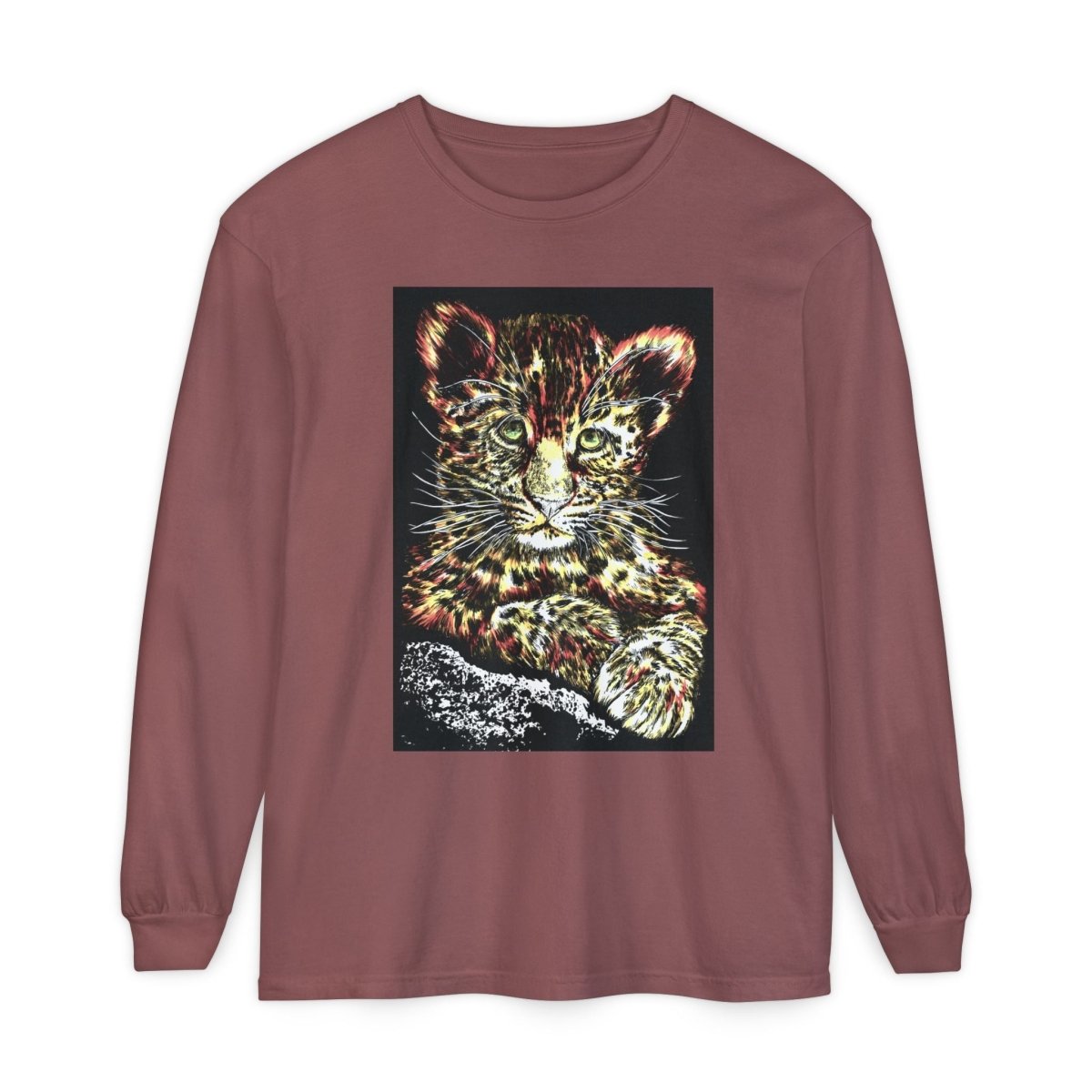 Leopard Cub Long Sleeve T-Shirt - Nature Lover's Gift - Curran Artworks