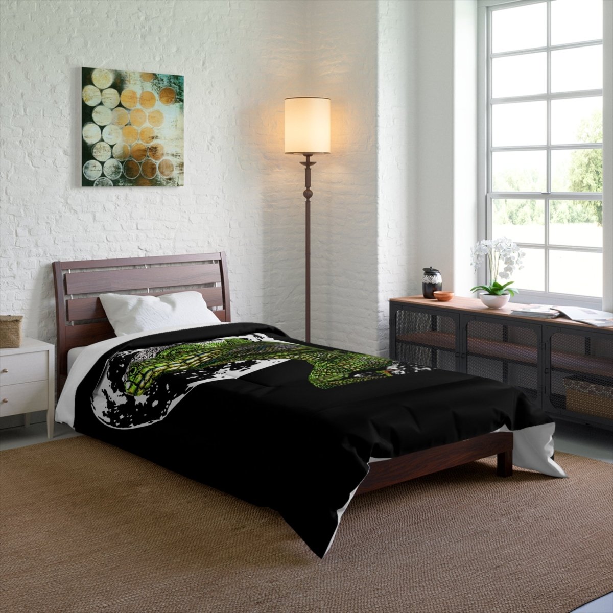 Lizard Moon Comforter - Cozy Bedding for Nature Lovers - Curran Artworks
