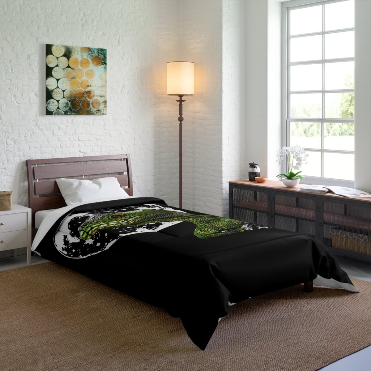 Lizard Moon Comforter - Cozy Bedding for Nature Lovers - Curran Artworks