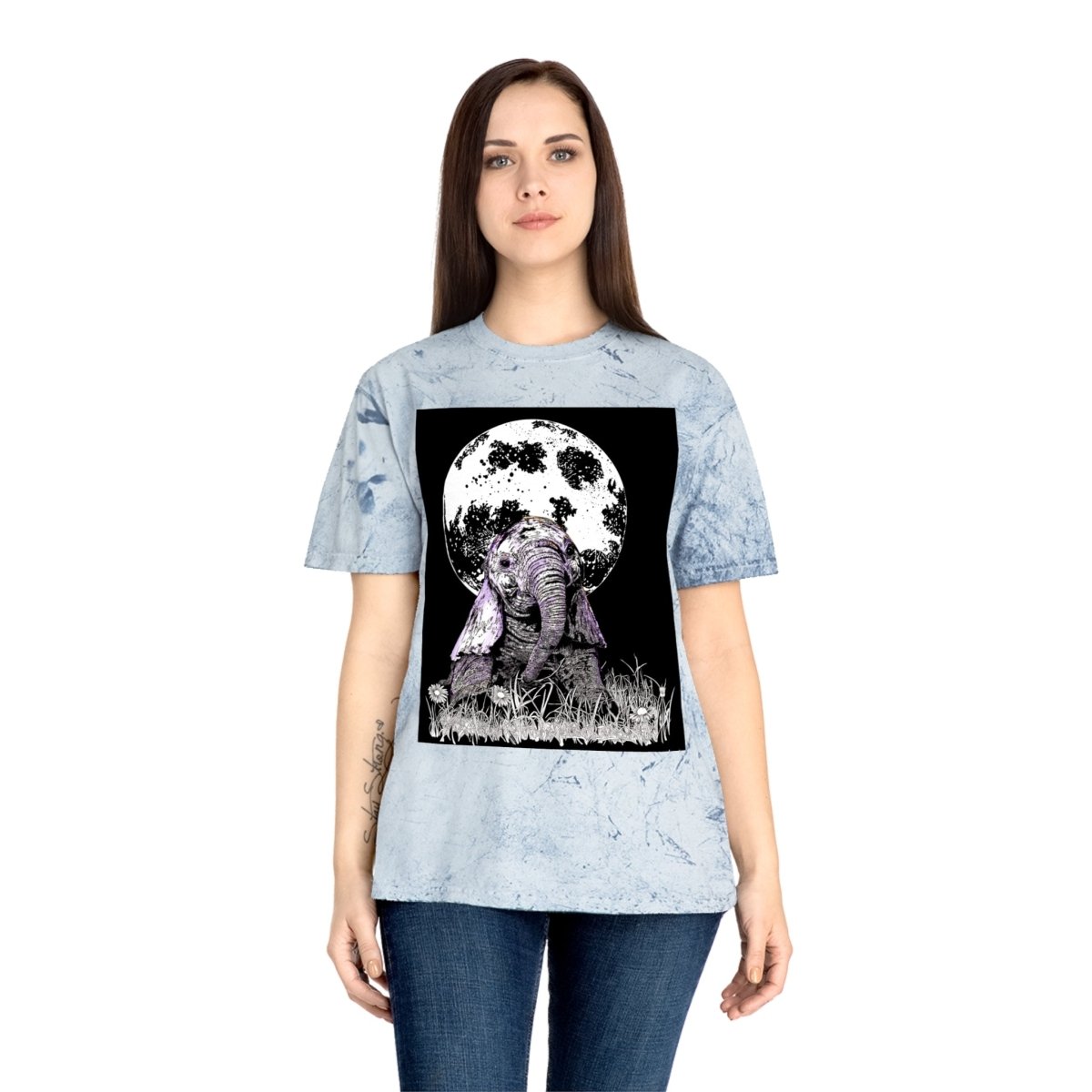 Majestic Baby Elephant Unisex Color Blast T-Shirt - Art for Nature Lovers - Curran Artworks