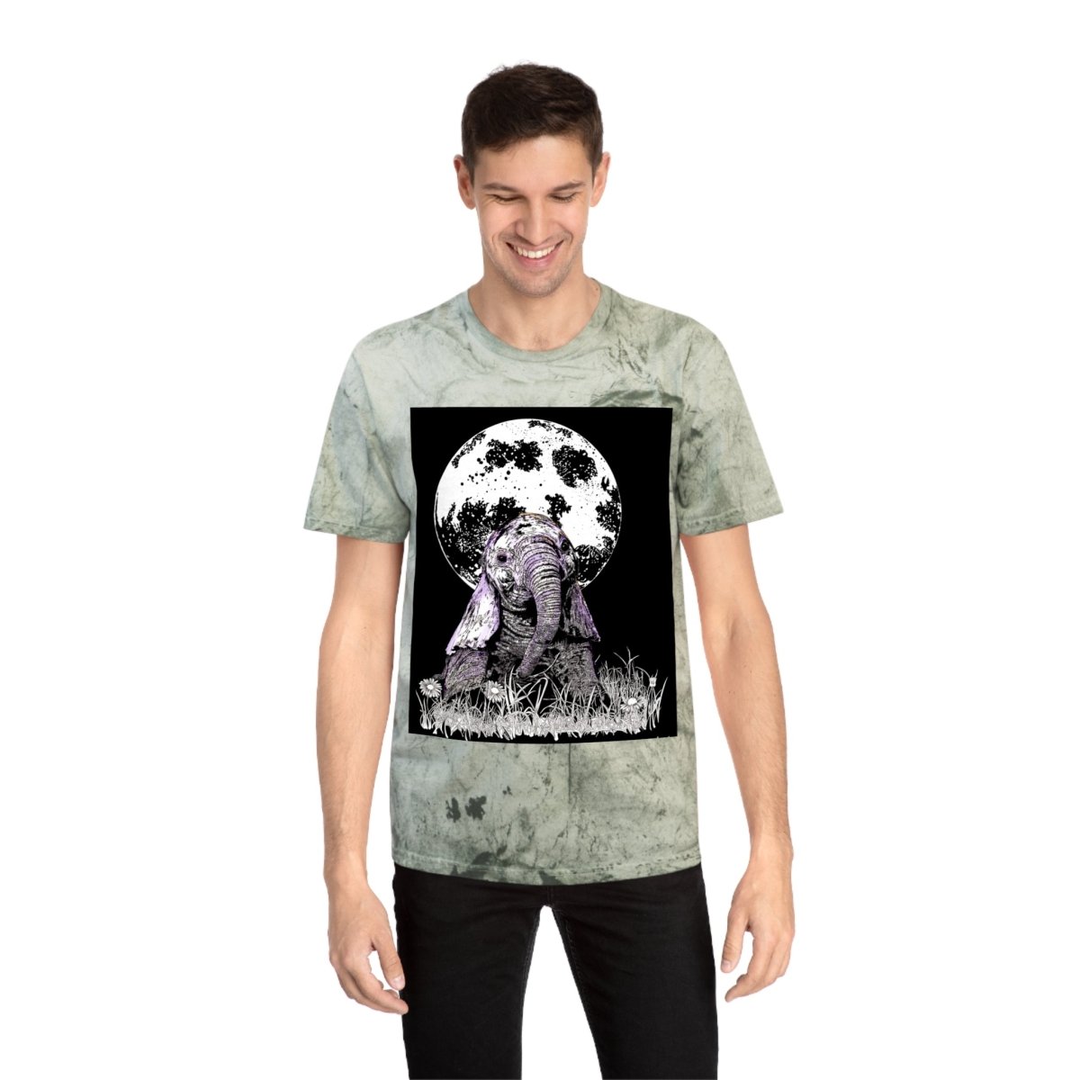 Majestic Baby Elephant Unisex Color Blast T-Shirt - Art for Nature Lovers - Curran Artworks