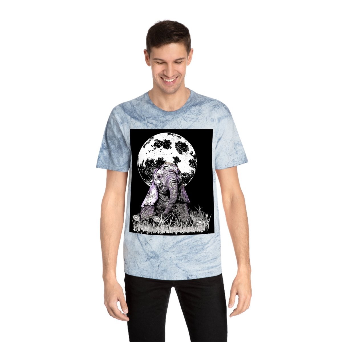 Majestic Baby Elephant Unisex Color Blast T-Shirt - Art for Nature Lovers - Curran Artworks