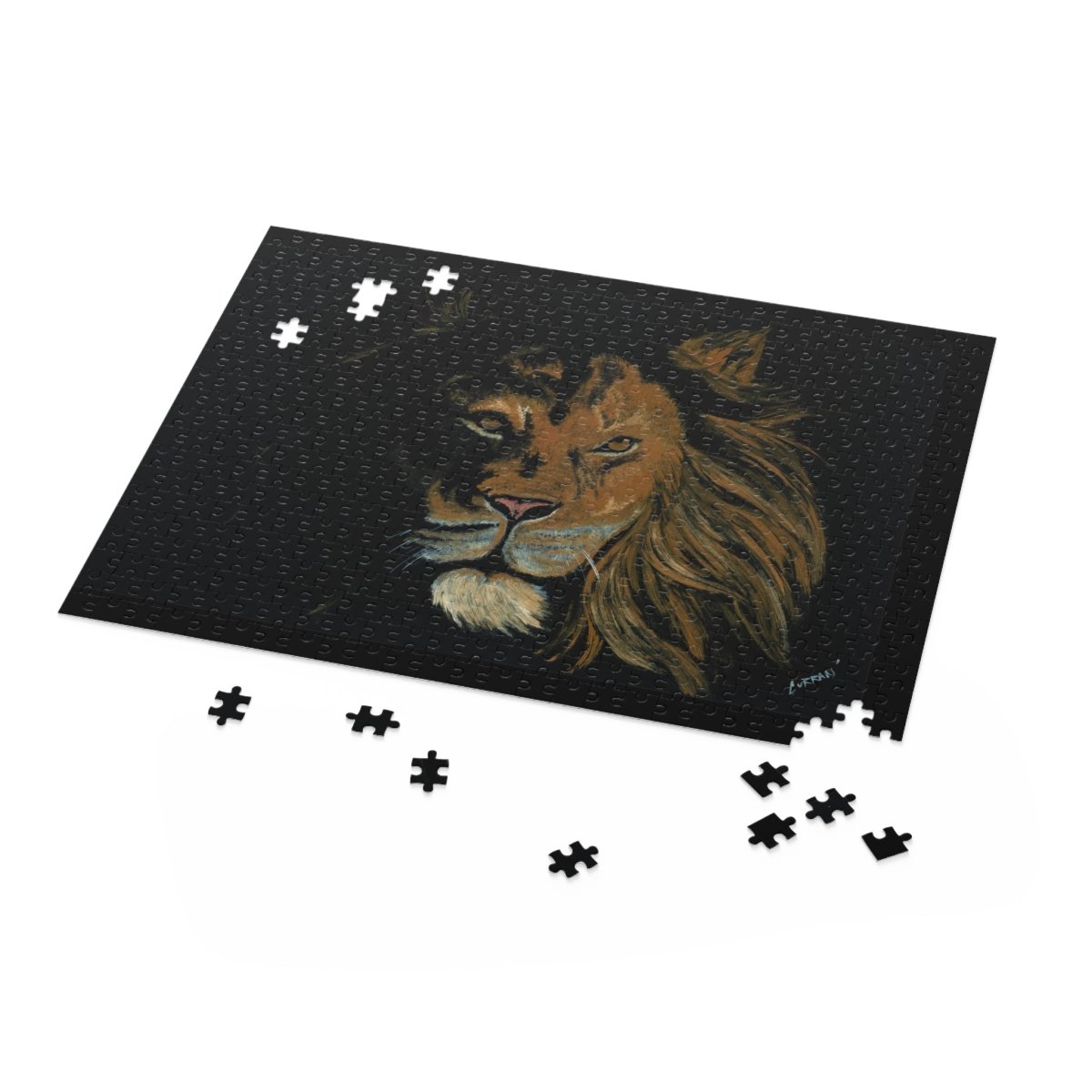 Majestic Hand Painted Lion Puzzle - 120, 252, 500 Pieces | Perfect for Animal Lovers - Curran Artworks