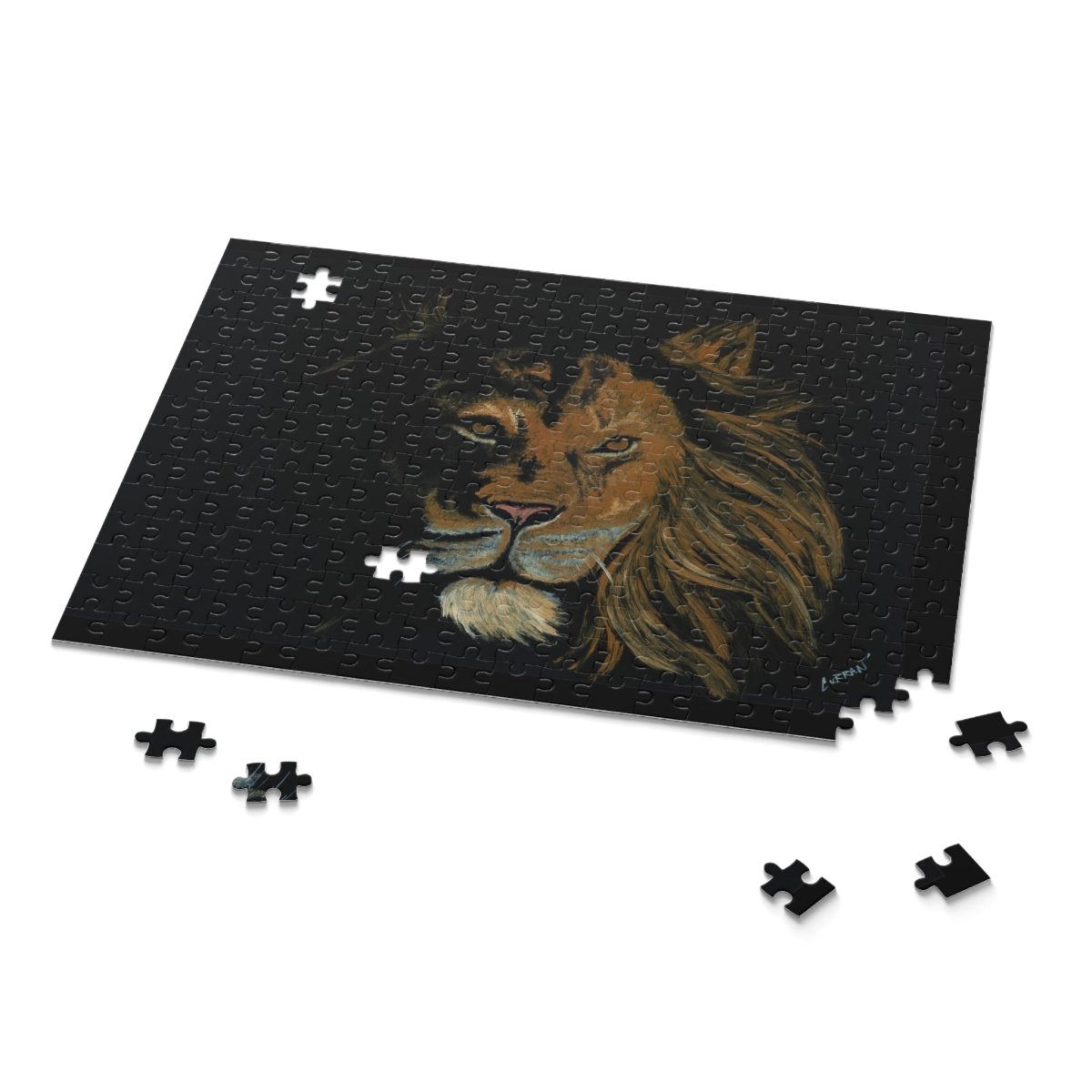 Majestic Hand Painted Lion Puzzle - 120, 252, 500 Pieces | Perfect for Animal Lovers - Curran Artworks