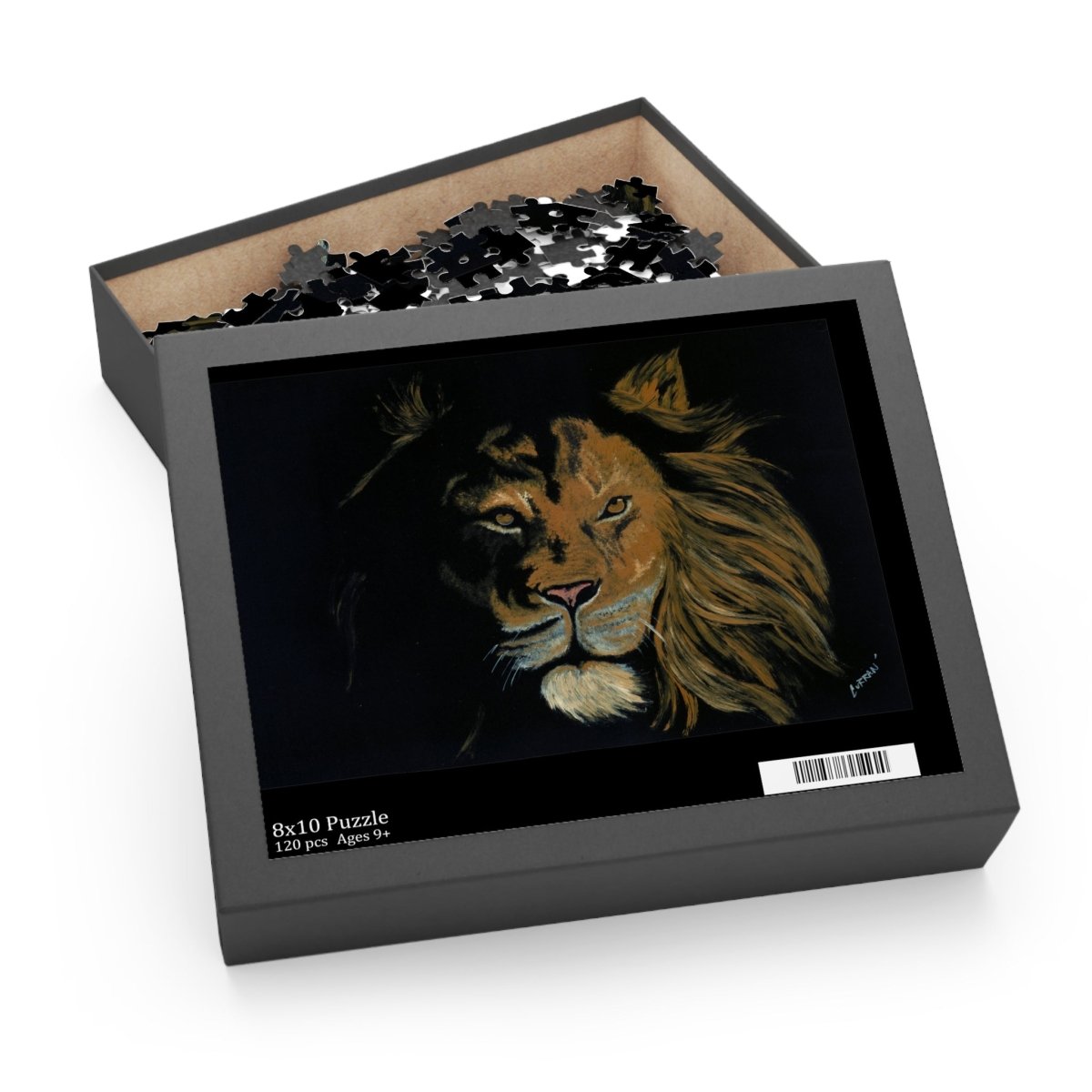 Majestic Hand Painted Lion Puzzle - 120, 252, 500 Pieces | Perfect for Animal Lovers - Curran Artworks