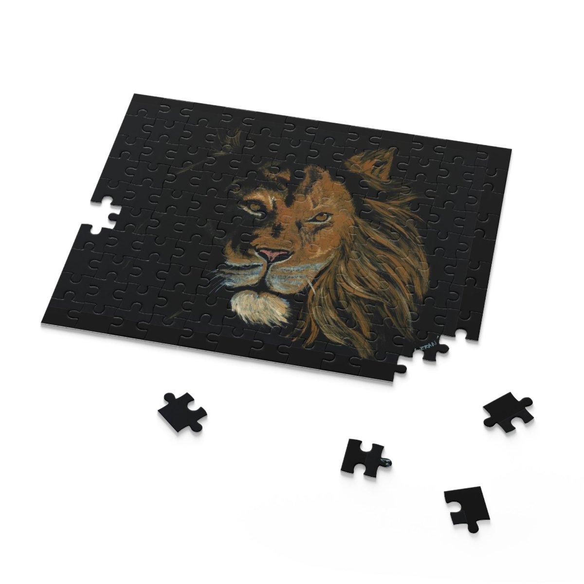 Majestic Hand Painted Lion Puzzle - 120, 252, 500 Pieces | Perfect for Animal Lovers - Curran Artworks