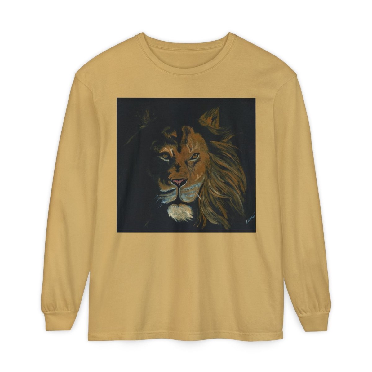 Majestic Lion Long Sleeve T-Shirt | Unisex Garment - Dyed Tee for Wildlife Lovers - Curran Artworks