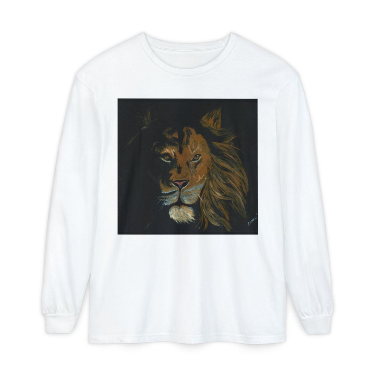 Majestic Lion Long Sleeve T-Shirt | Unisex Garment - Dyed Tee for Wildlife Lovers - Curran Artworks