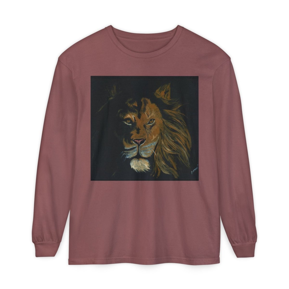 Majestic Lion Long Sleeve T-Shirt | Unisex Garment - Dyed Tee for Wildlife Lovers - Curran Artworks