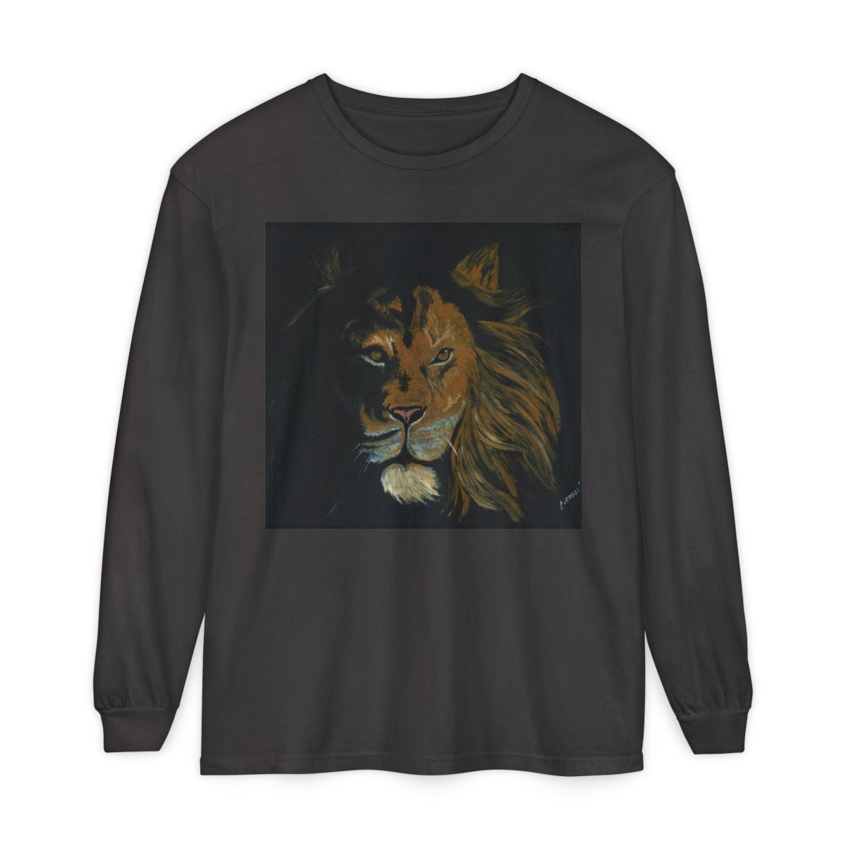 Majestic Lion Long Sleeve T-Shirt | Unisex Garment - Dyed Tee for Wildlife Lovers - Curran Artworks