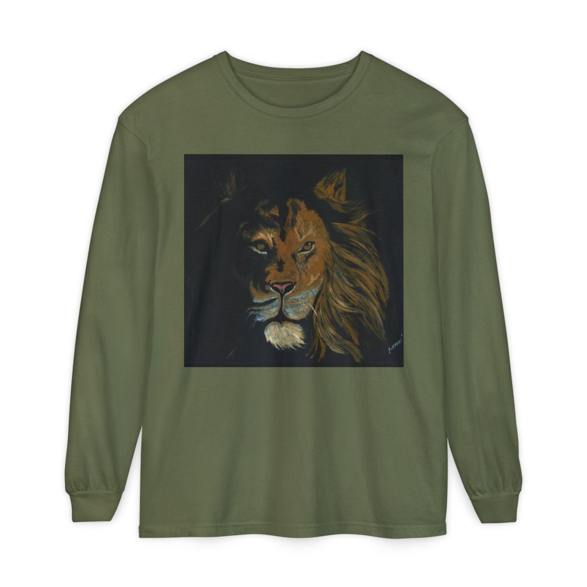 Majestic Lion Long Sleeve T-Shirt | Unisex Garment - Dyed Tee for Wildlife Lovers - Curran Artworks