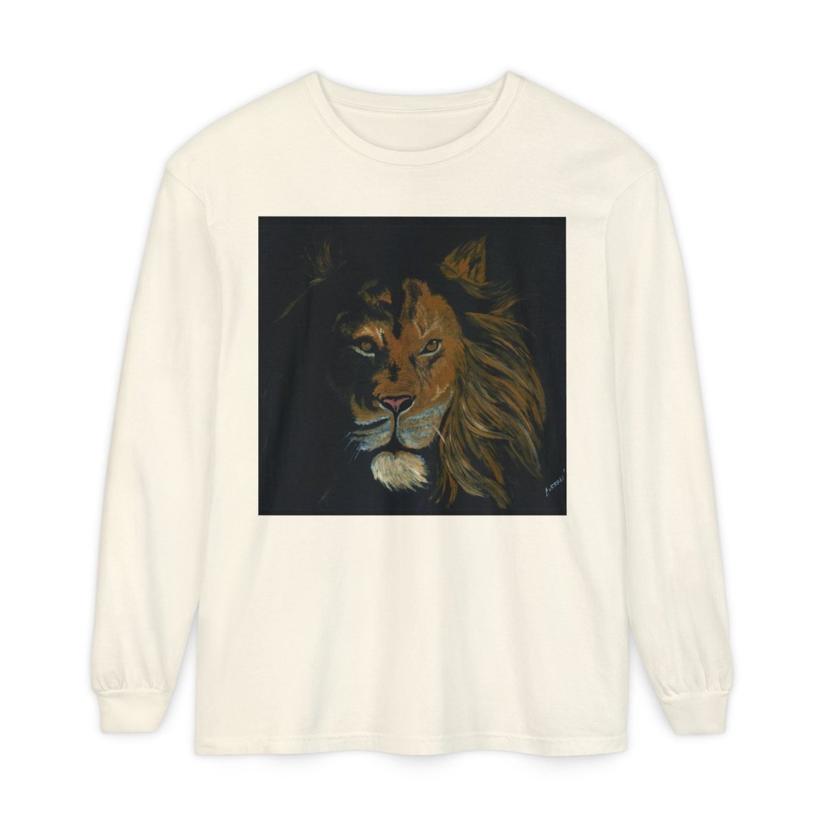 Majestic Lion Long Sleeve T-Shirt | Unisex Garment - Dyed Tee for Wildlife Lovers - Curran Artworks