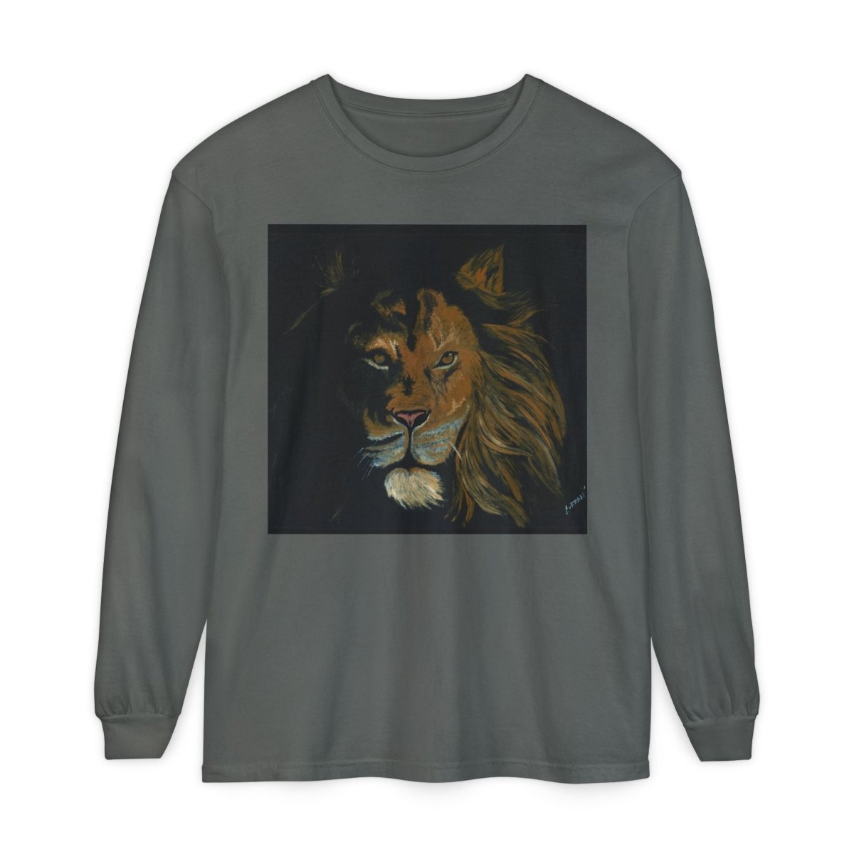 Majestic Lion Long Sleeve T-Shirt | Unisex Garment - Dyed Tee for Wildlife Lovers - Curran Artworks