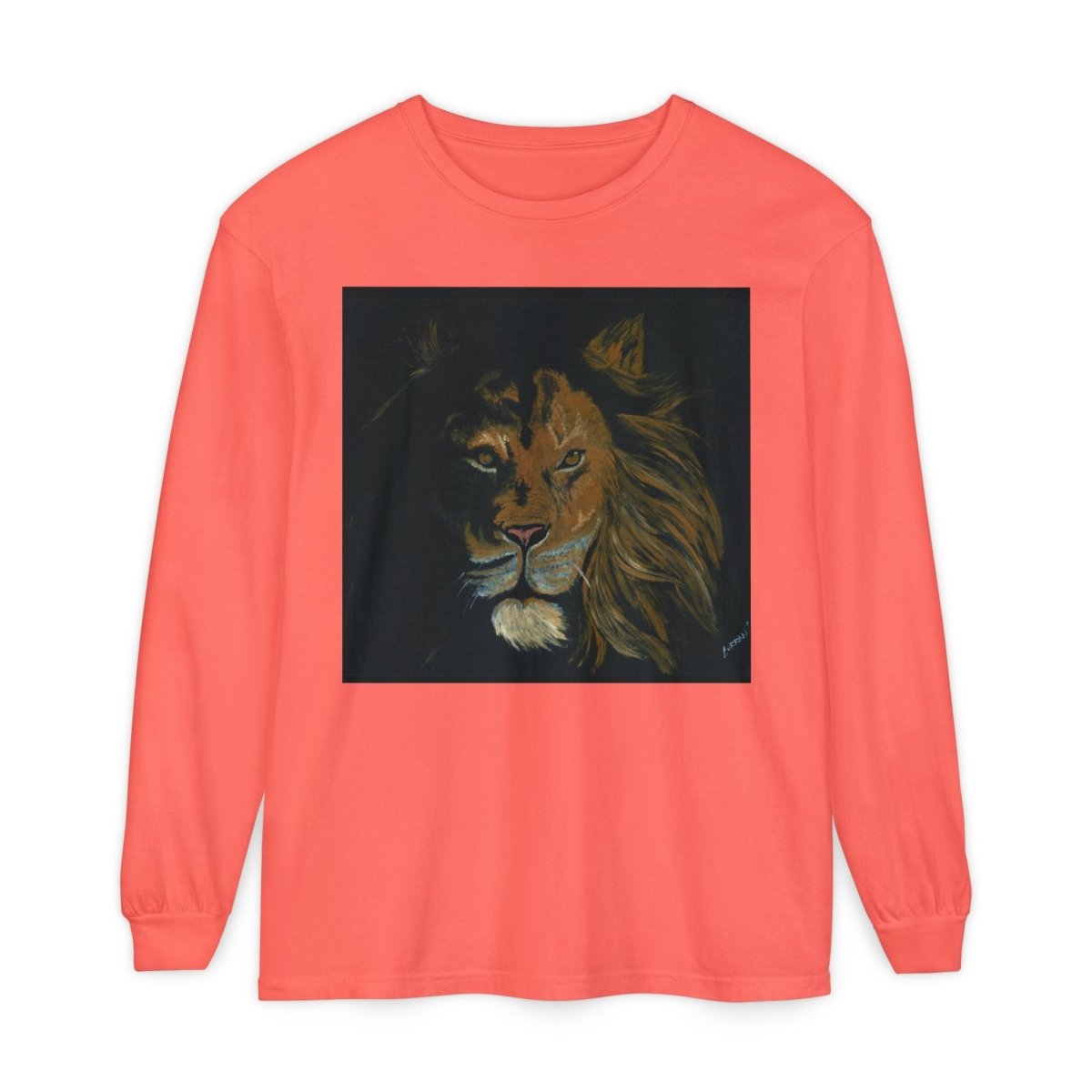 Majestic Lion Long Sleeve T-Shirt | Unisex Garment - Dyed Tee for Wildlife Lovers - Curran Artworks