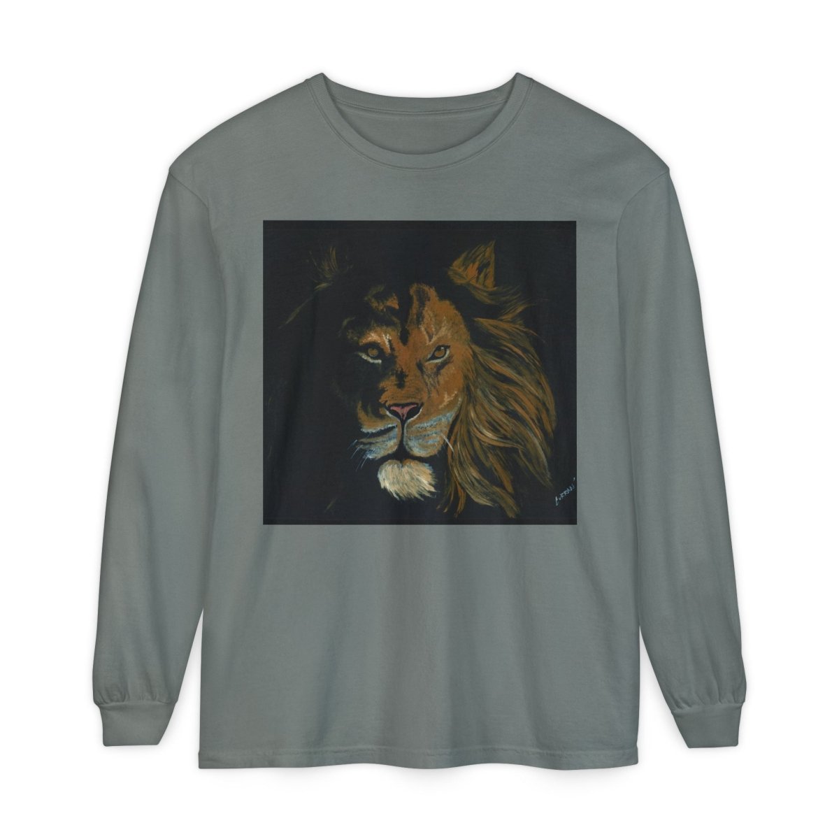 Majestic Lion Long Sleeve T-Shirt | Unisex Garment - Dyed Tee for Wildlife Lovers - Curran Artworks