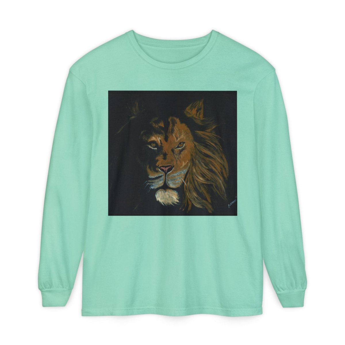 Majestic Lion Long Sleeve T-Shirt | Unisex Garment - Dyed Tee for Wildlife Lovers - Curran Artworks