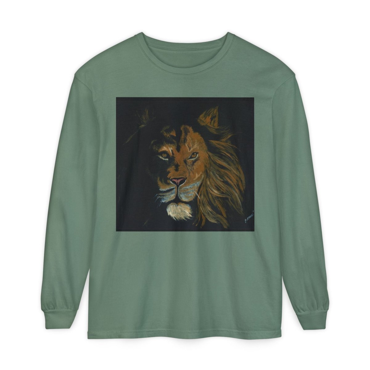 Majestic Lion Long Sleeve T-Shirt | Unisex Garment - Dyed Tee for Wildlife Lovers - Curran Artworks