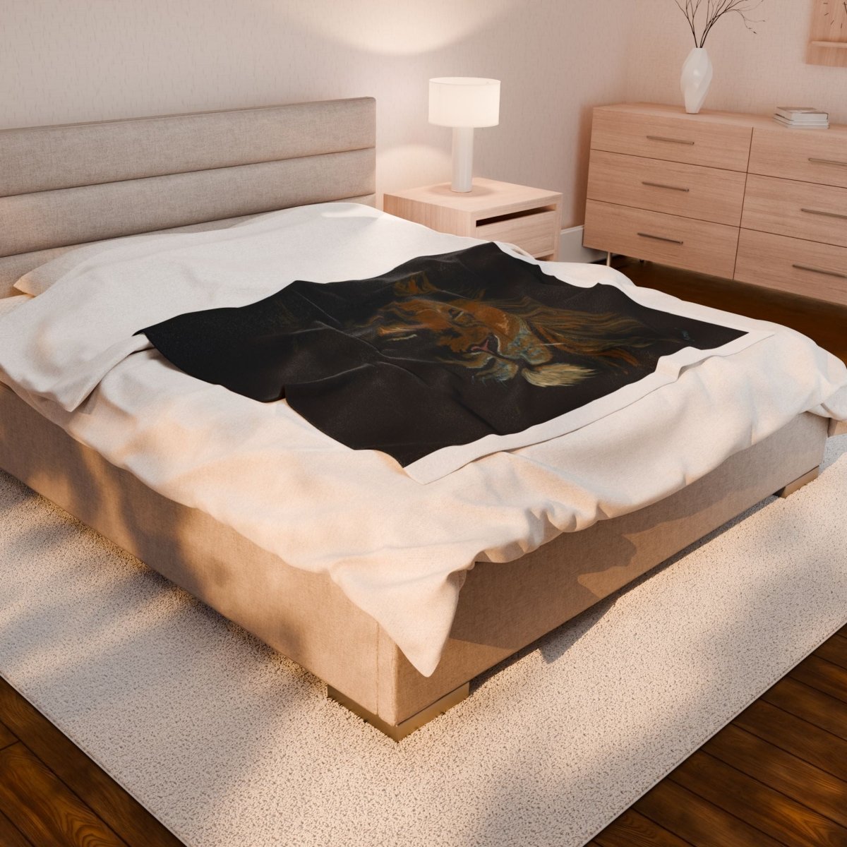 Majestic Lion Velveteen Plush Blanket - Cozy Animal Throw for Nature Lovers - Curran Artworks