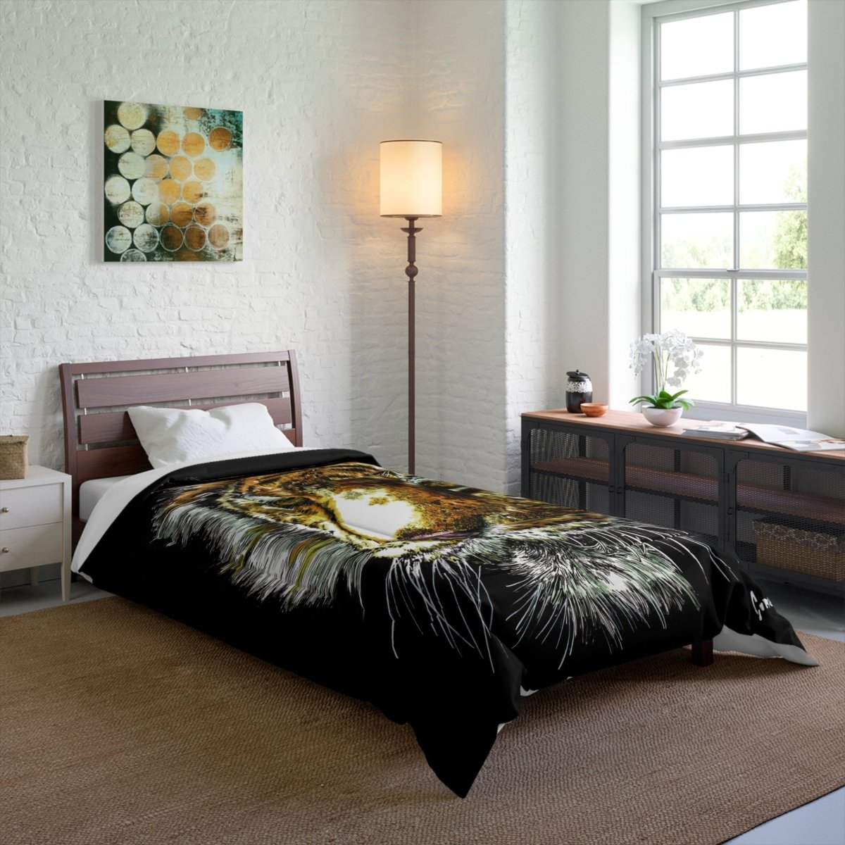 Majestic Tiger Comforter – Luxurious Black Bedding for Wildlife Lovers - Curran Artworks