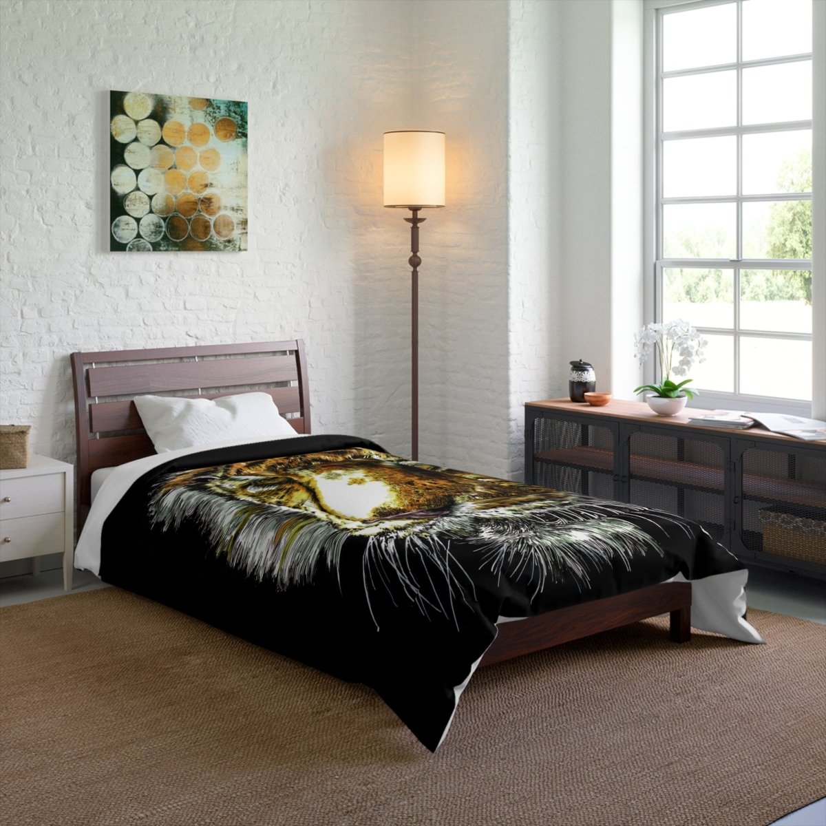 Majestic Tiger Comforter – Luxurious Black Bedding for Wildlife Lovers - Curran Artworks