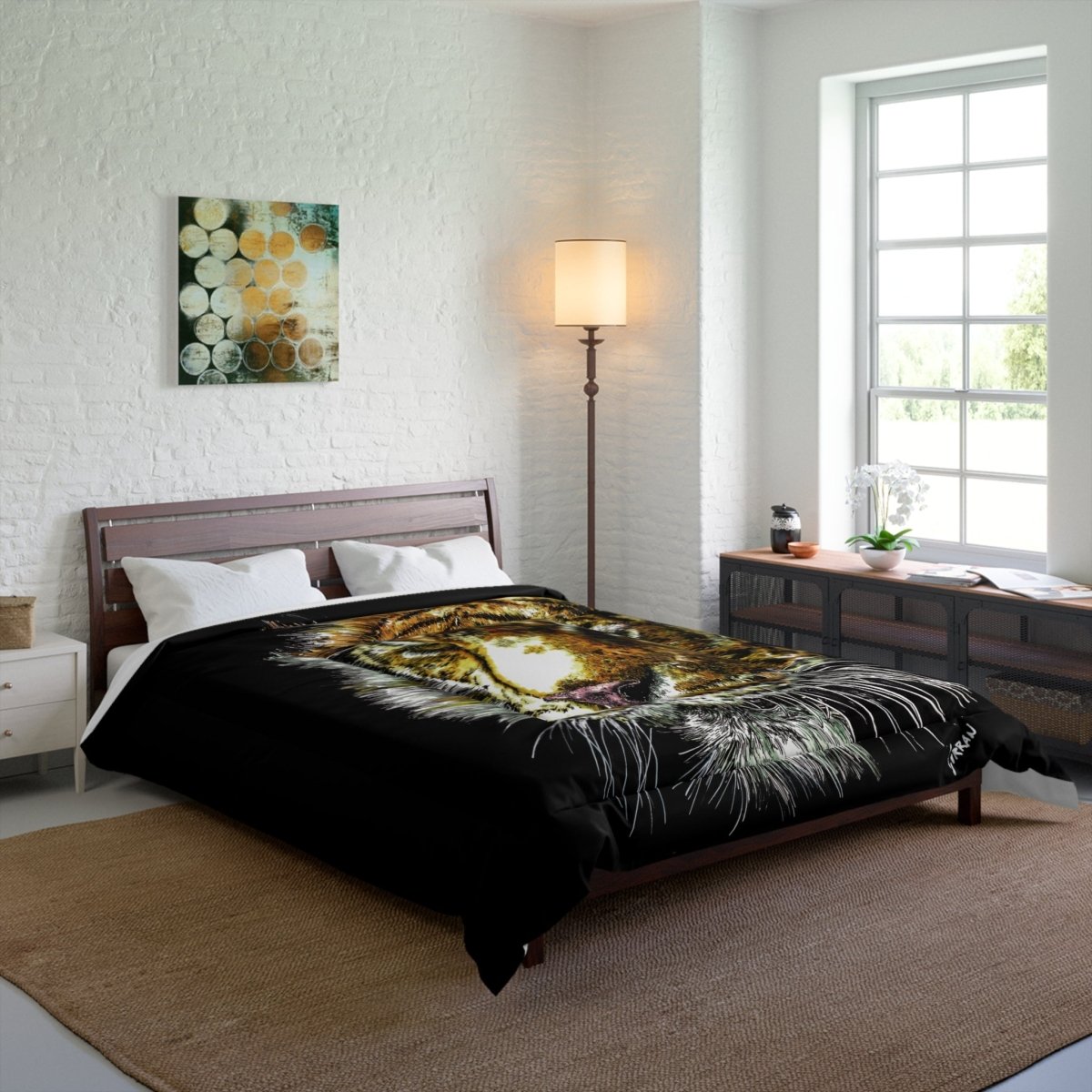 Majestic Tiger Comforter – Luxurious Black Bedding for Wildlife Lovers - Curran Artworks
