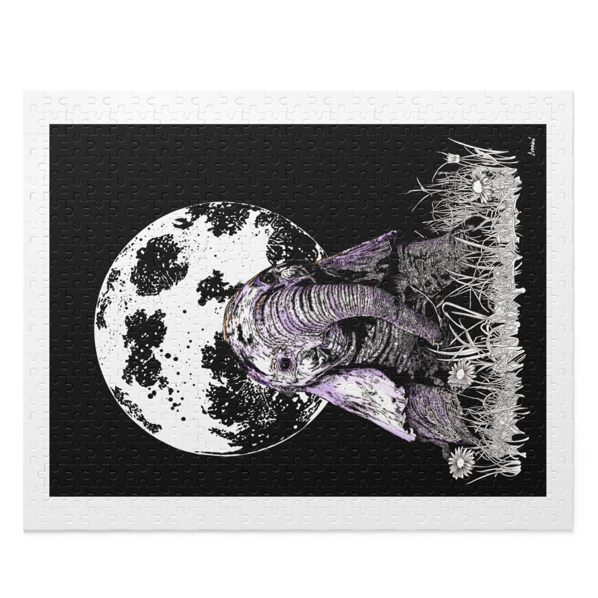 Moonlit Baby Elephant Puzzle - Enchanting Educational Fun for All Ages - Curran Artworks
