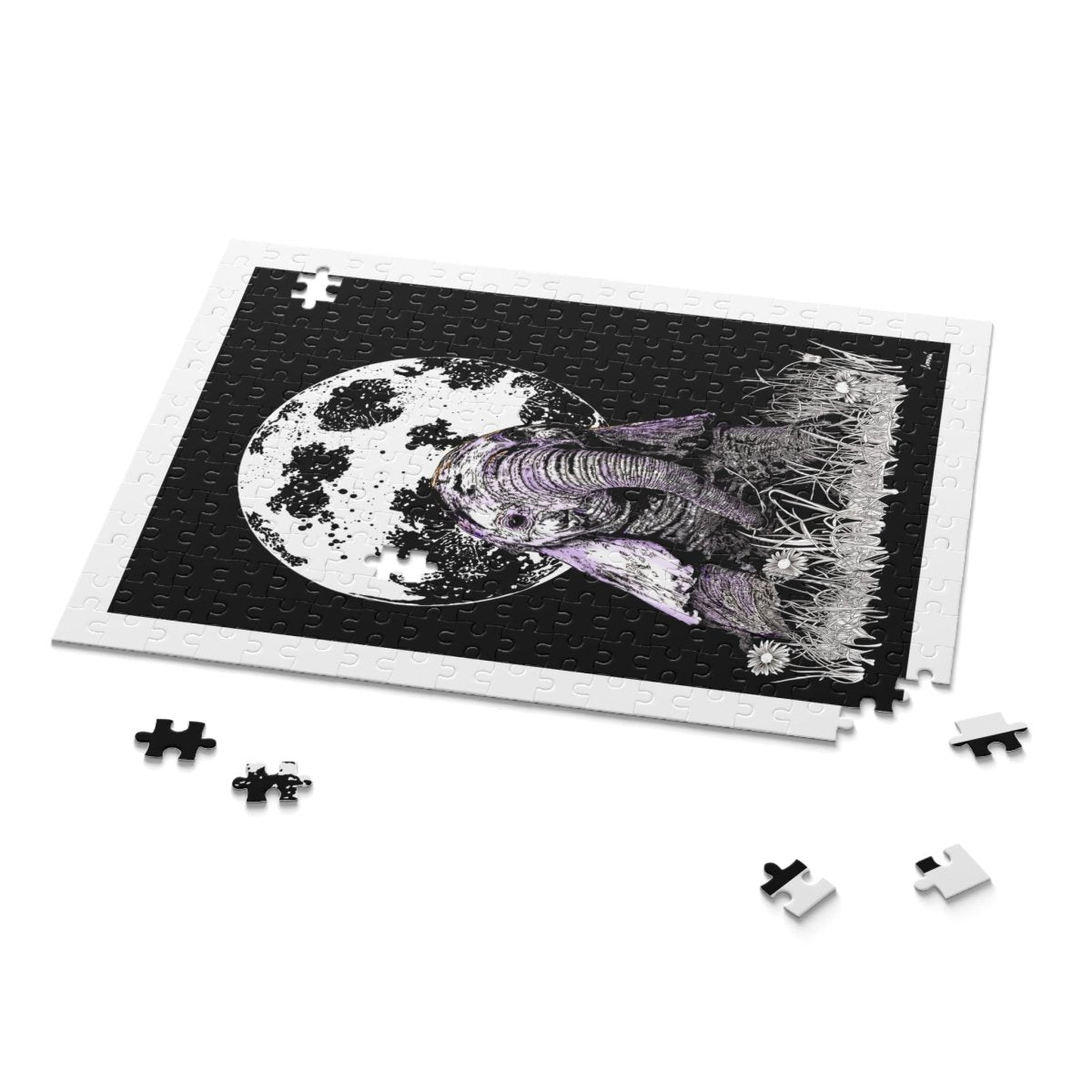 Moonlit Baby Elephant Puzzle - Enchanting Educational Fun for All Ages - Curran Artworks