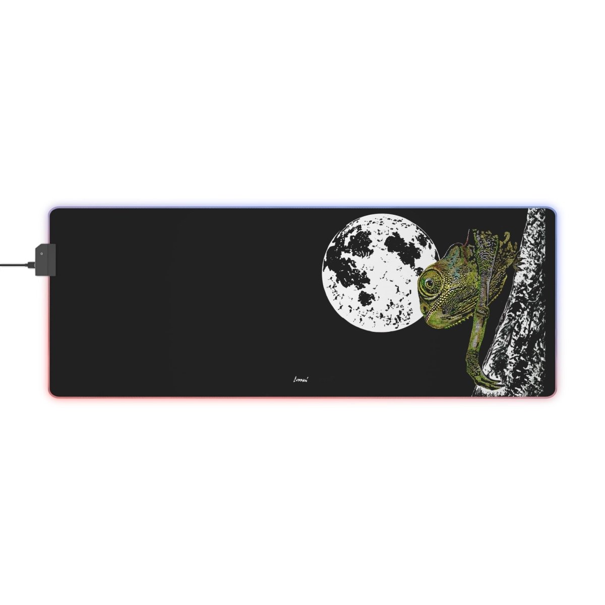 Moonlit Chameleon Design LED Gaming Mouse Pad - Perfect for Gamers and Creatives - Curran Artworks