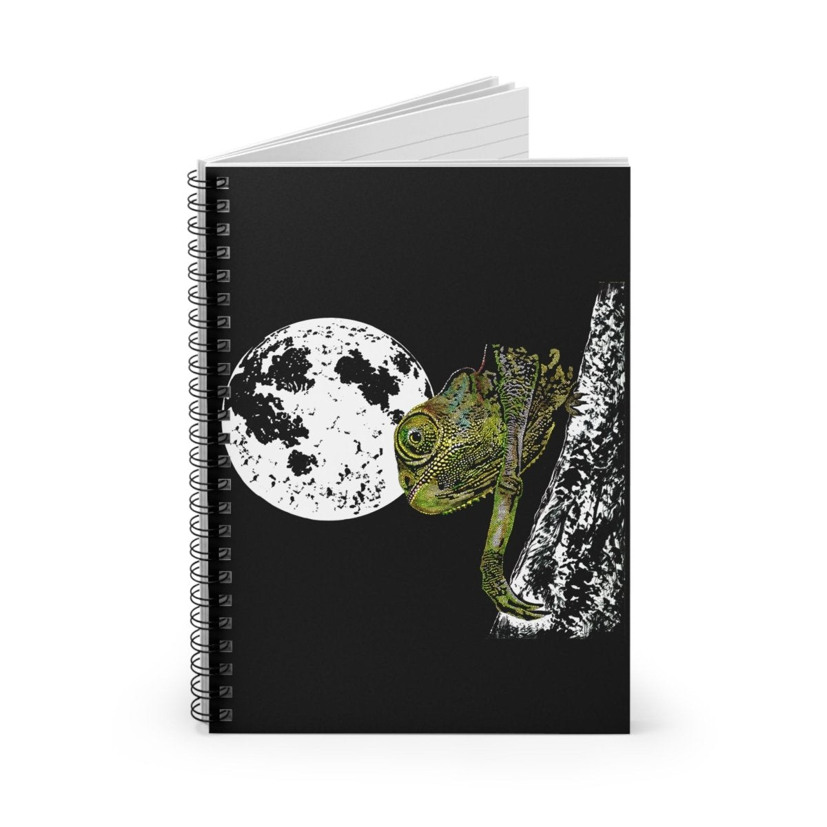 Moonlit Chameleon Spiral Notebook - Nature Inspired Journal for Creatives - Curran Artworks