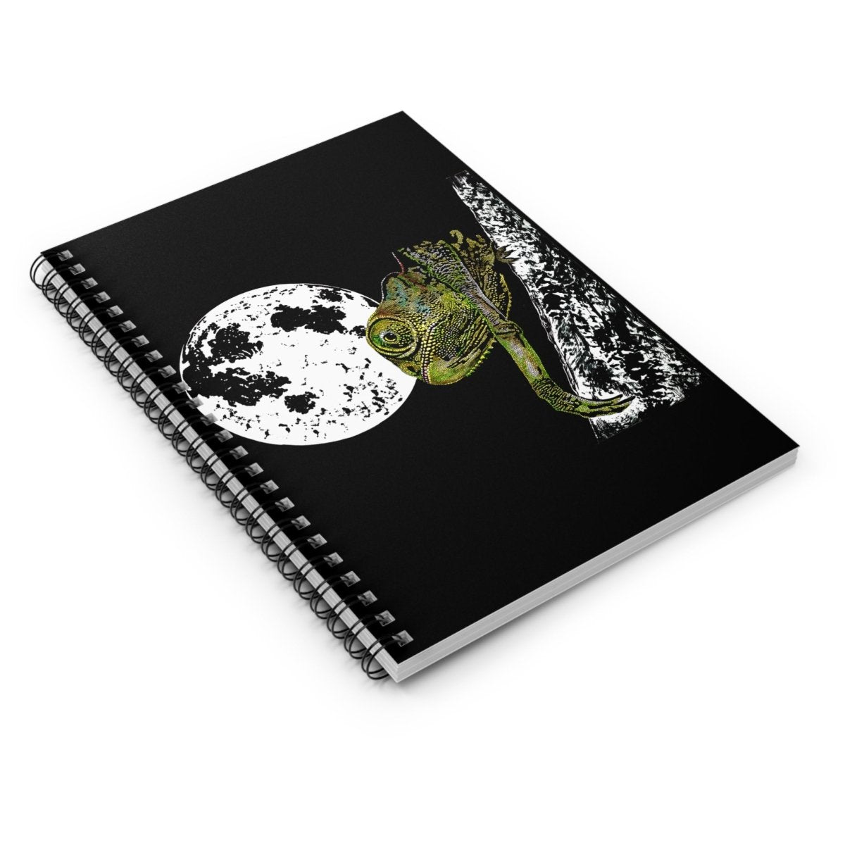 Moonlit Chameleon Spiral Notebook - Nature Inspired Journal for Creatives - Curran Artworks