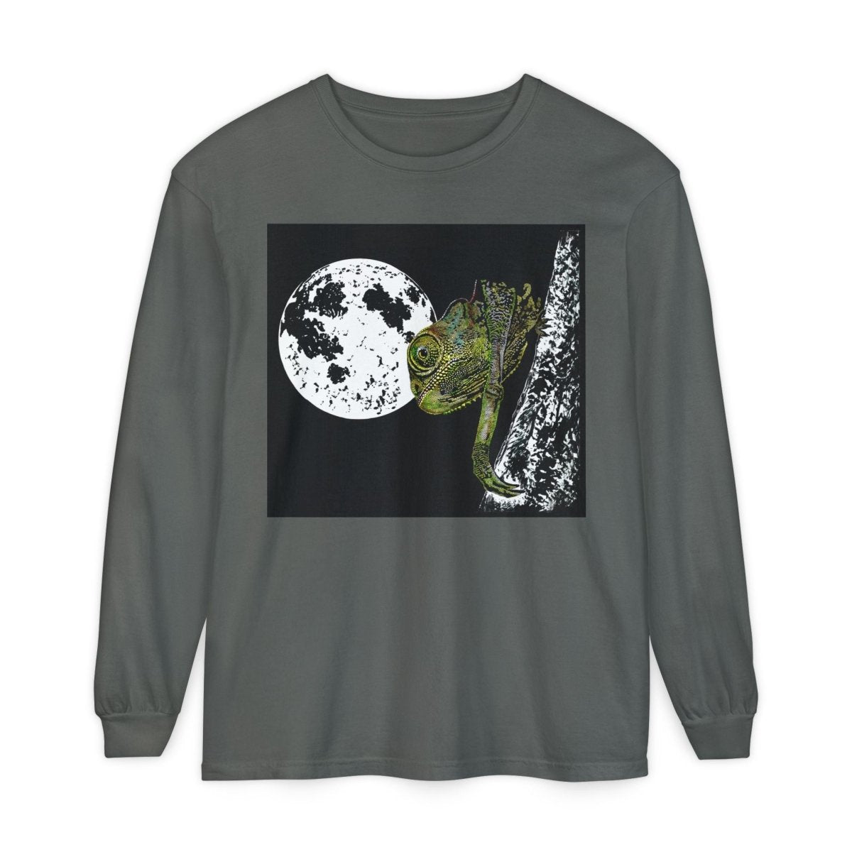 Moonlit Chameleon Unisex Long Sleeve T-Shirt - Nature Lover's Apparel - Curran Artworks