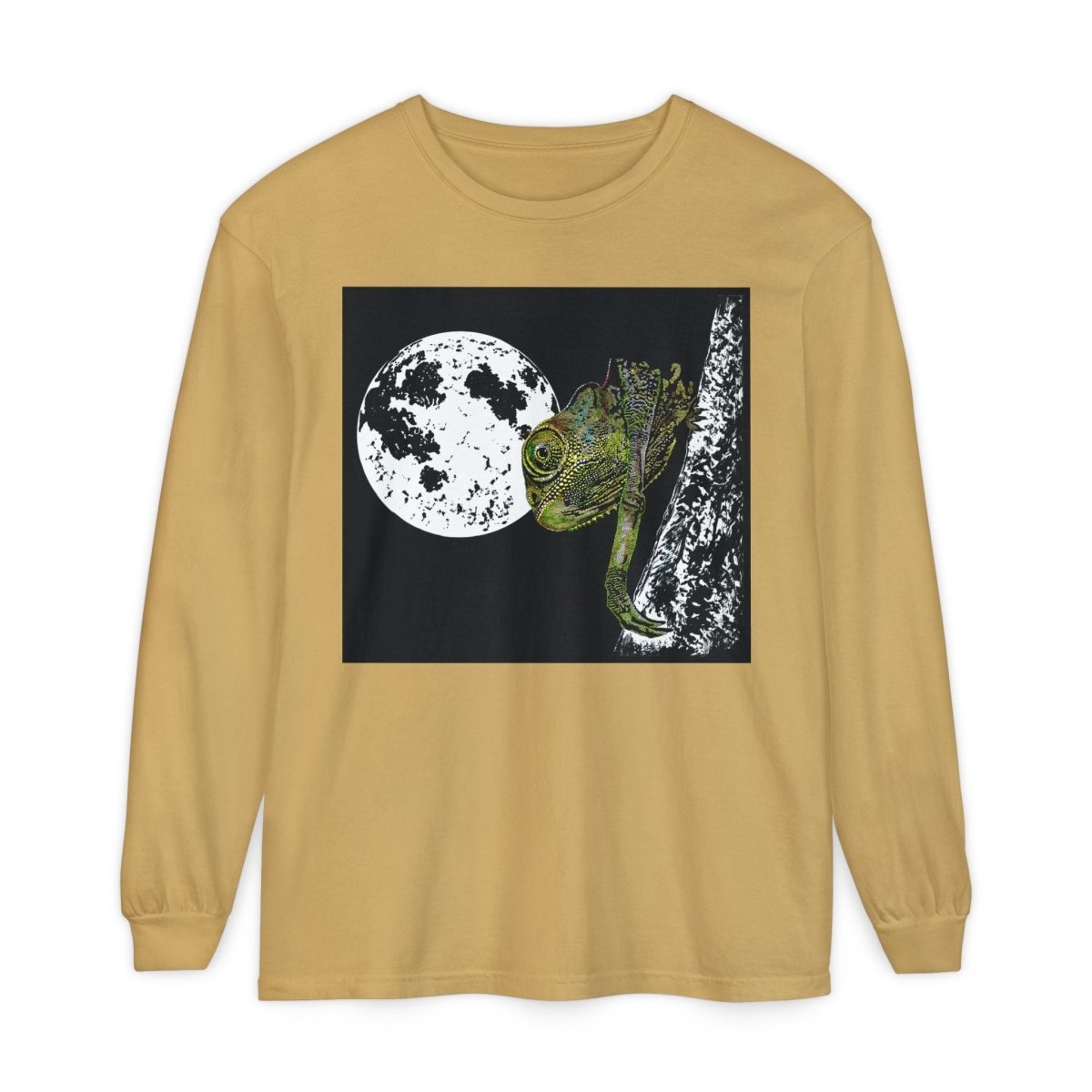 Moonlit Chameleon Unisex Long Sleeve T-Shirt - Nature Lover's Apparel - Curran Artworks
