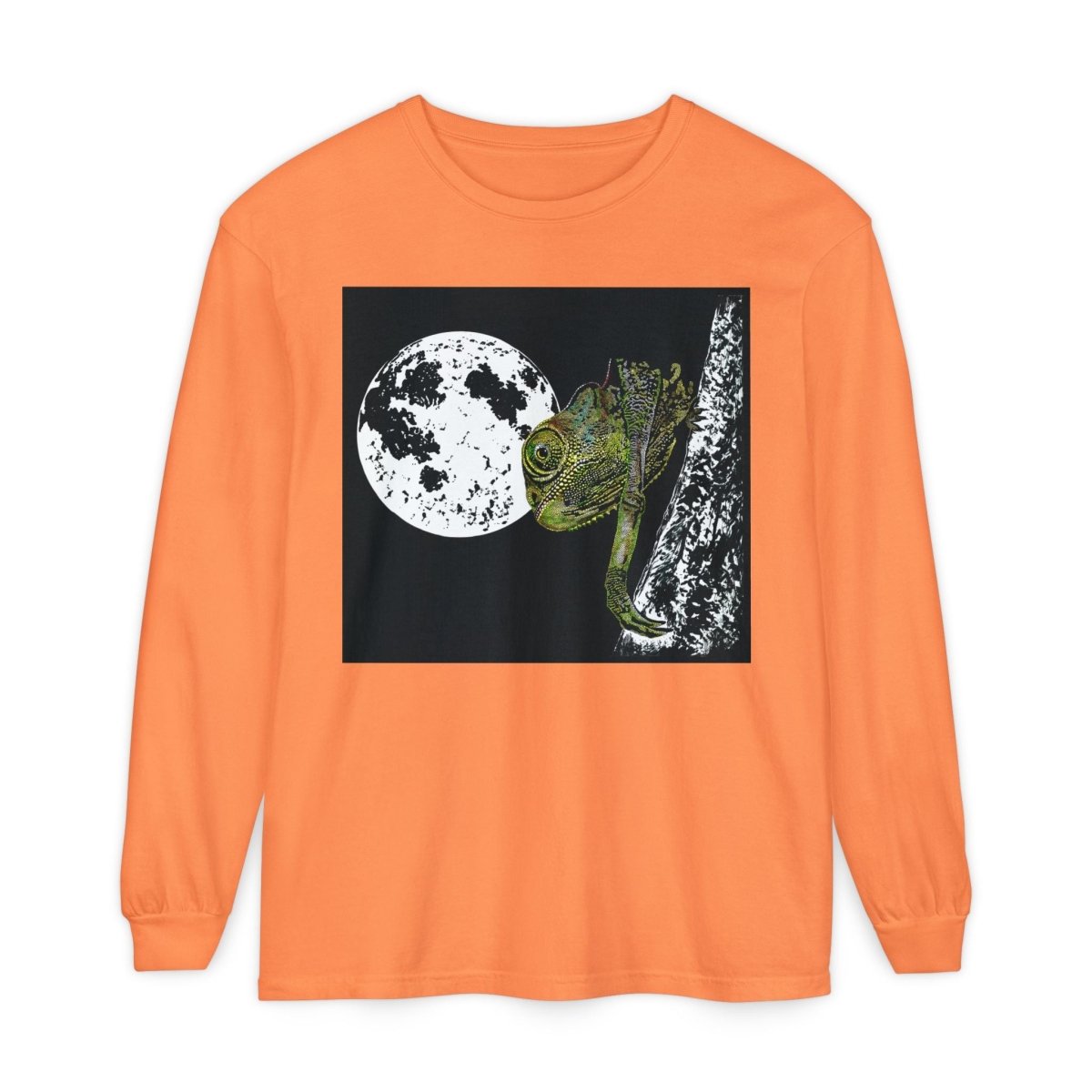 Moonlit Chameleon Unisex Long Sleeve T-Shirt - Nature Lover's Apparel - Curran Artworks