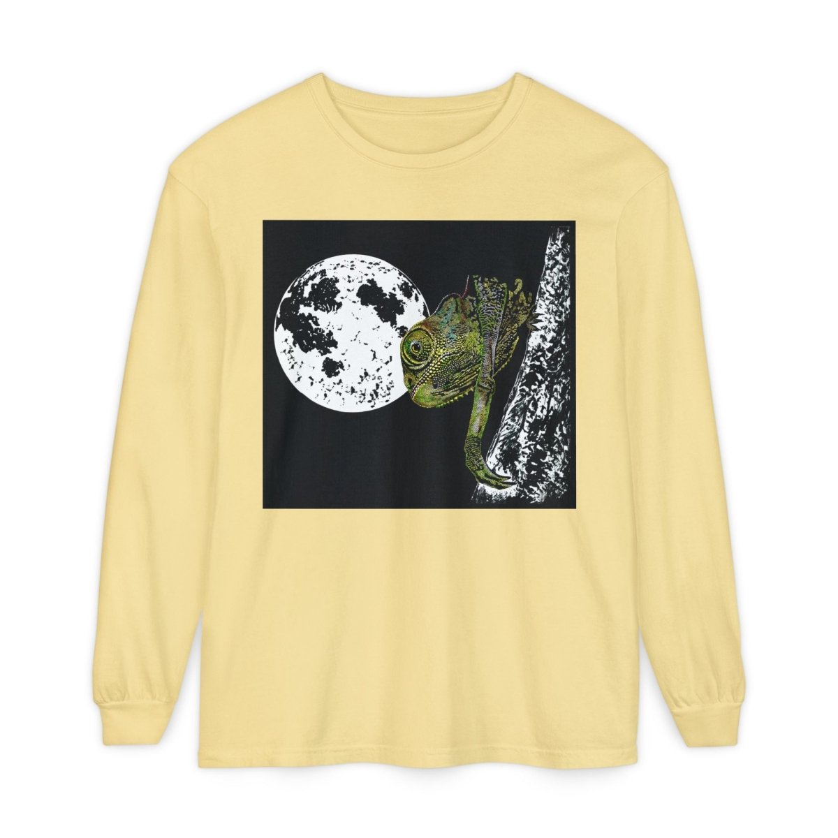 Moonlit Chameleon Unisex Long Sleeve T-Shirt - Nature Lover's Apparel - Curran Artworks