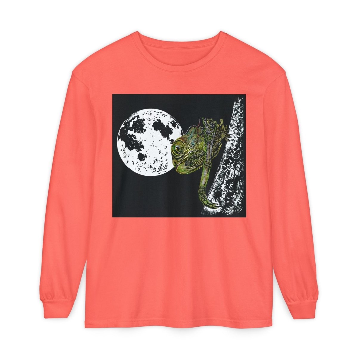 Moonlit Chameleon Unisex Long Sleeve T-Shirt - Nature Lover's Apparel - Curran Artworks