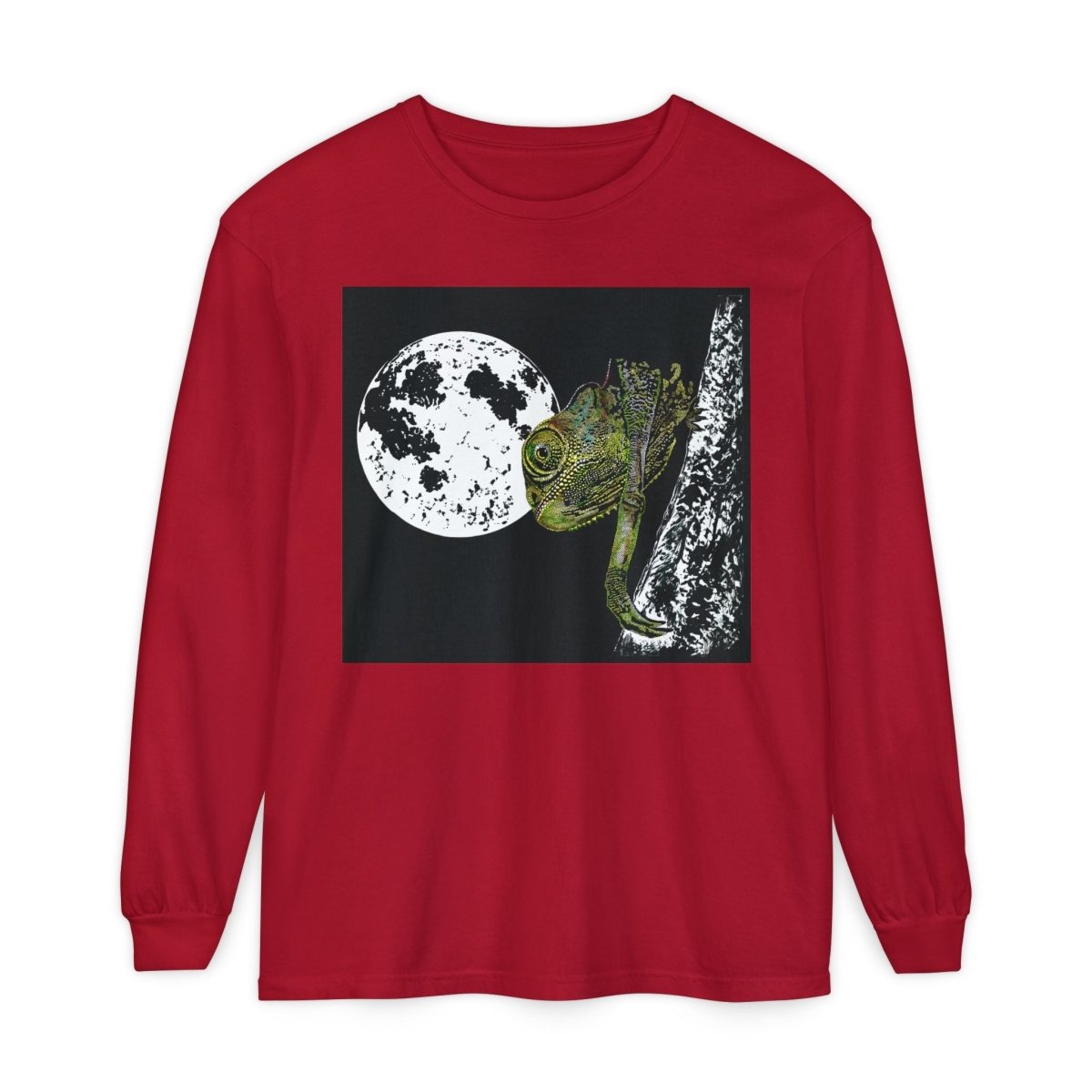 Moonlit Chameleon Unisex Long Sleeve T-Shirt - Nature Lover's Apparel - Curran Artworks