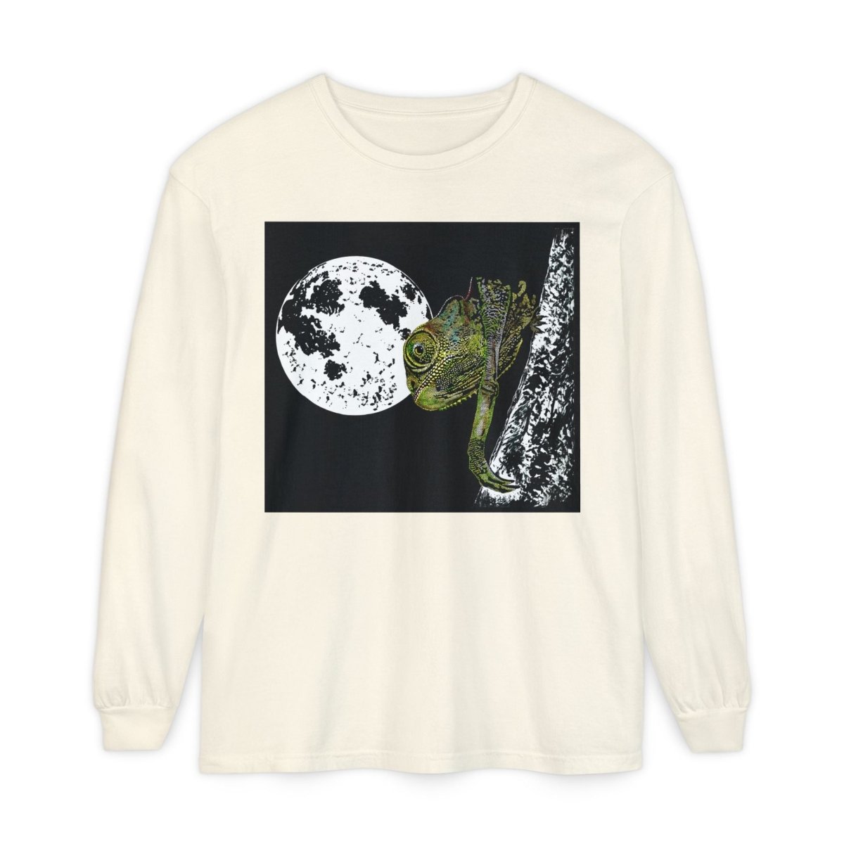 Moonlit Chameleon Unisex Long Sleeve T-Shirt - Nature Lover's Apparel - Curran Artworks