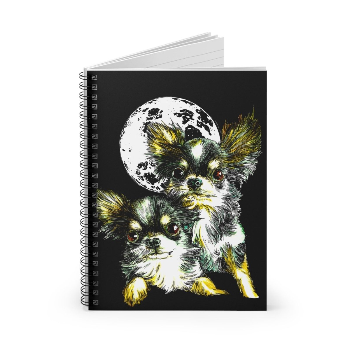 Moonlit Chihuahua Spiral Notebook - Ruled Line for Pet Lovers - Curran Artworks
