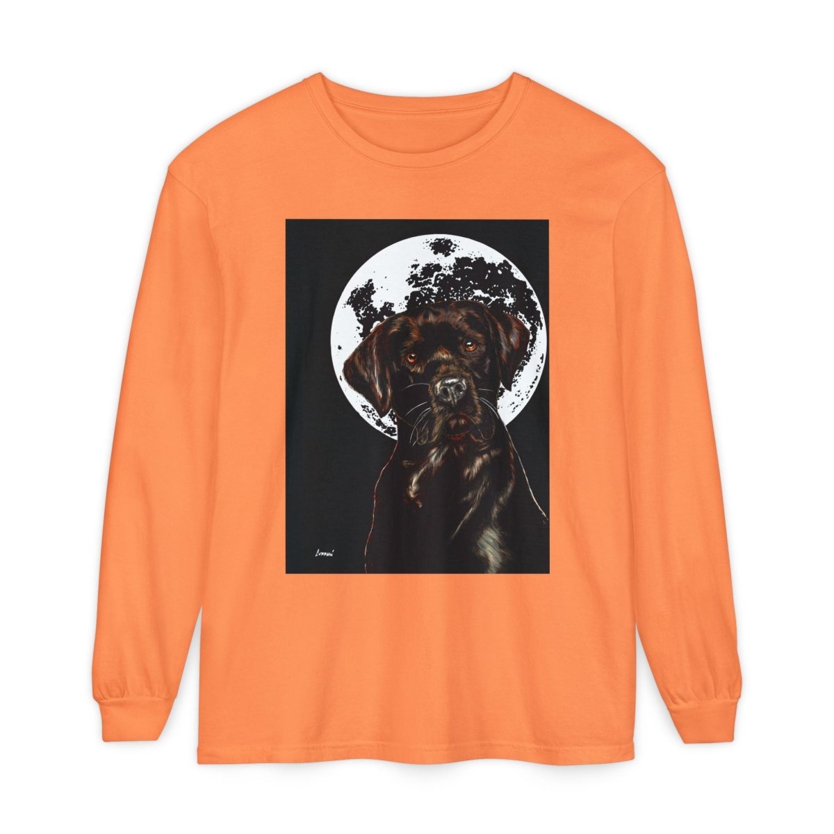 Moonlit Chocolate Lab Dog Long Sleeve T-Shirt - Perfect for Dog Lovers - Curran Artworks